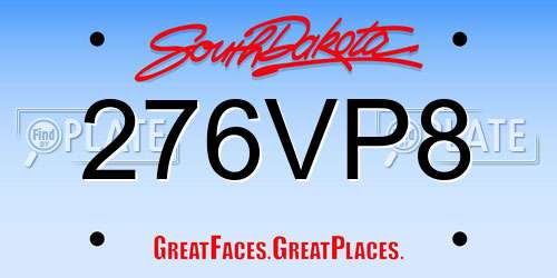276VP8 South Dakota License Plate