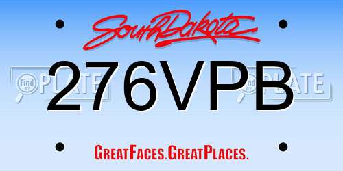 276VPB South Dakota License Plate