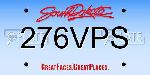 276VPS South Dakota License Plate
