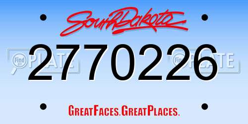 2770226 South Dakota License Plate