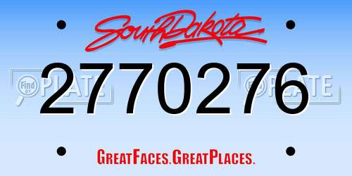 2770276 South Dakota License Plate