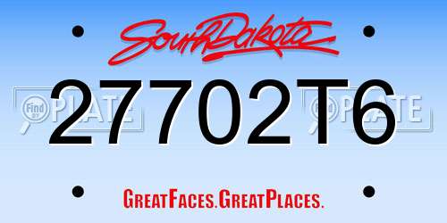 27702T6 South Dakota License Plate