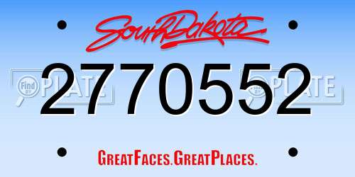 2770552 South Dakota License Plate