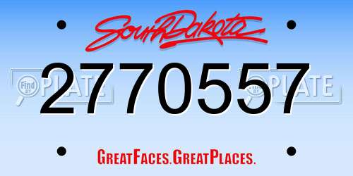 2770557 South Dakota License Plate