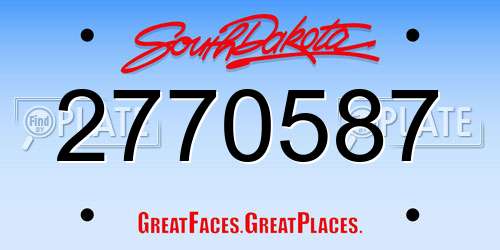 2770587 South Dakota License Plate