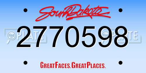 2770598 South Dakota License Plate