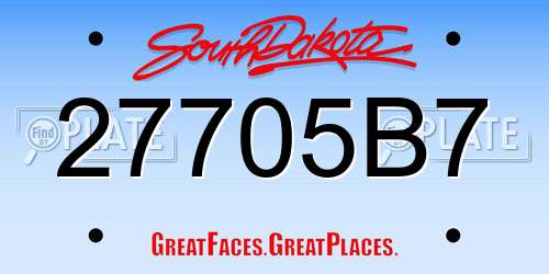 27705B7 South Dakota License Plate