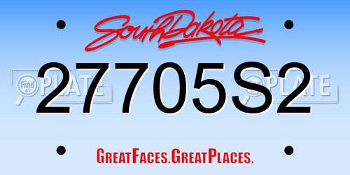 27705S2 South Dakota License Plate