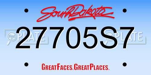 27705S7 South Dakota License Plate