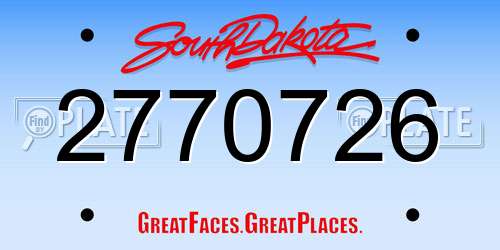 2770726 South Dakota License Plate