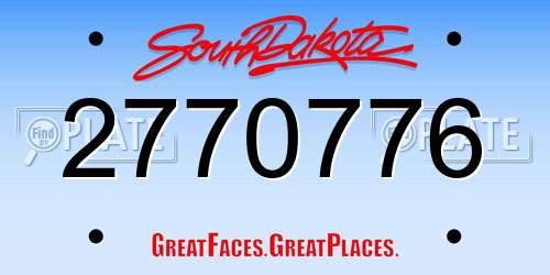 2770776 South Dakota License Plate