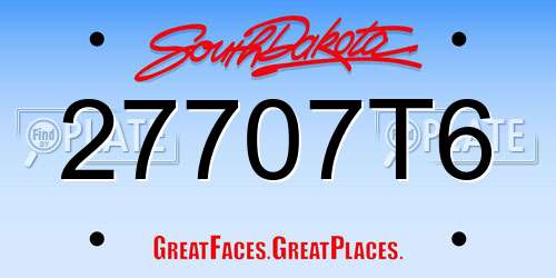 27707T6 South Dakota License Plate