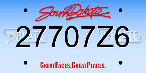 27707Z6 South Dakota License Plate