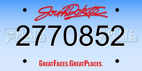 2770852 South Dakota License Plate