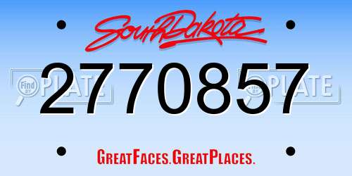 2770857 South Dakota License Plate