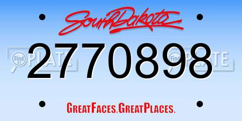 2770898 South Dakota License Plate