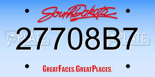 27708B7 South Dakota License Plate