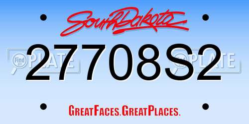 27708S2 South Dakota License Plate