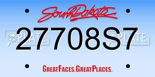 27708S7 South Dakota License Plate