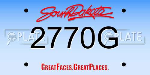 2770G South Dakota License Plate