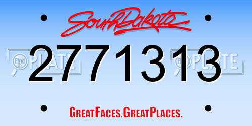 2771313 South Dakota License Plate