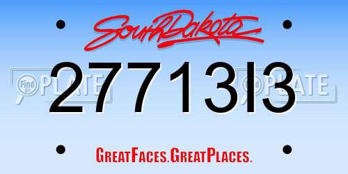 27713I3 South Dakota License Plate