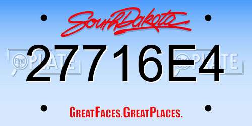 27716E4 South Dakota License Plate