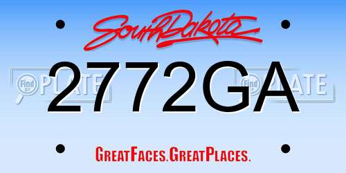 2772GA South Dakota License Plate