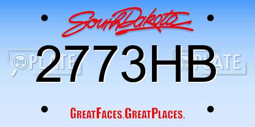 2773HB South Dakota License Plate