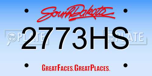 2773HS South Dakota License Plate