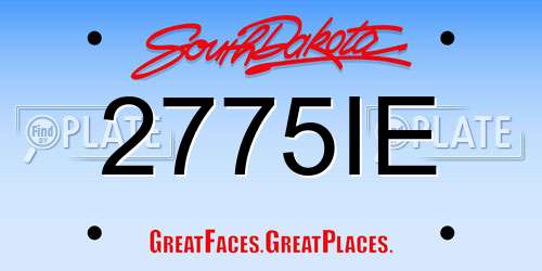 2775IE South Dakota License Plate