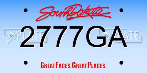 2777GA South Dakota License Plate