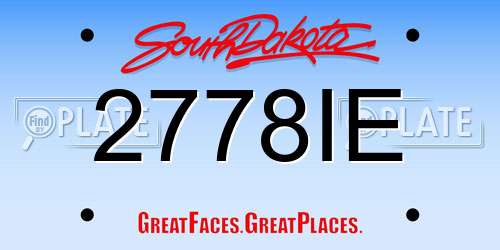 2778IE South Dakota License Plate