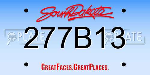 277B13 South Dakota License Plate