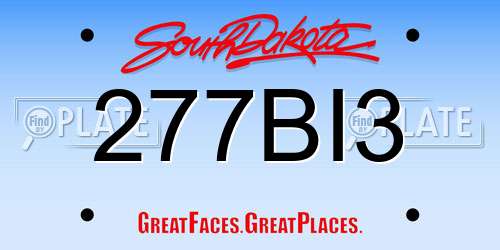 277BI3 South Dakota License Plate
