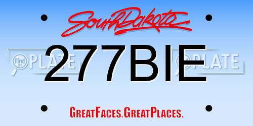 277BIE South Dakota License Plate