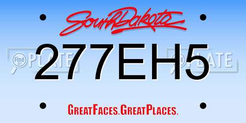 277EH5 South Dakota License Plate