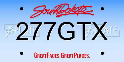 277GTX South Dakota License Plate