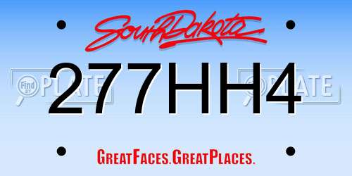 277HH4 South Dakota License Plate