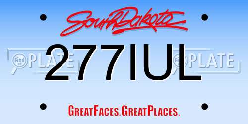 277IUL South Dakota License Plate