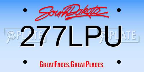 277LPU South Dakota License Plate