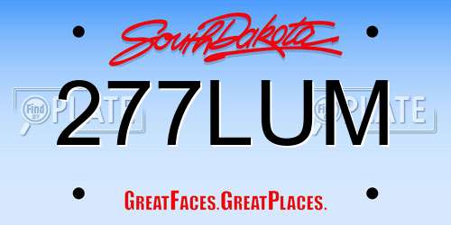 277LUM South Dakota License Plate