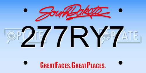 277RY7 South Dakota License Plate