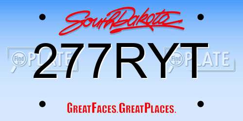277RYT South Dakota License Plate