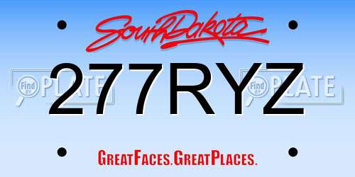 277RYZ South Dakota License Plate