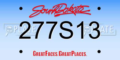 277S13 South Dakota License Plate