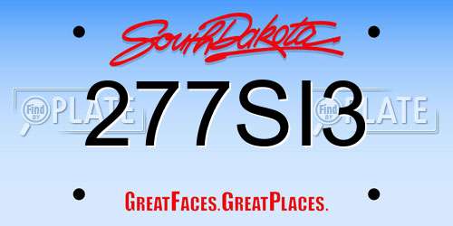 277SI3 South Dakota License Plate