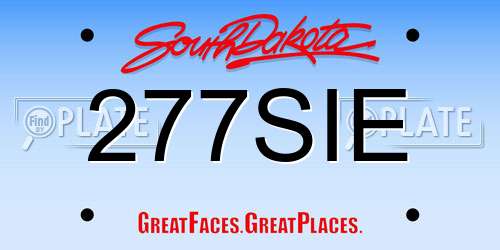 277SIE South Dakota License Plate
