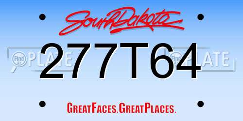 277T64 South Dakota License Plate