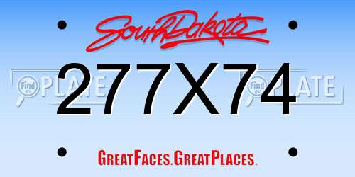 277X74 South Dakota License Plate